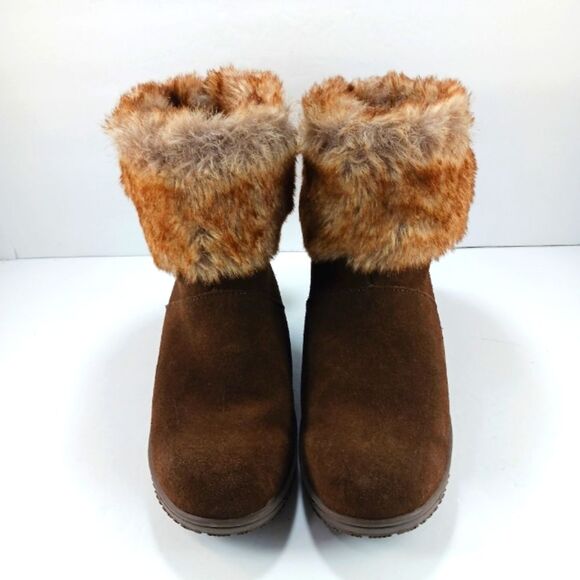 NWOT Minnetonka Somerville Women's Brown Suede Leather Boot Plush Faux Fur 8.... - Picture 10 of 13